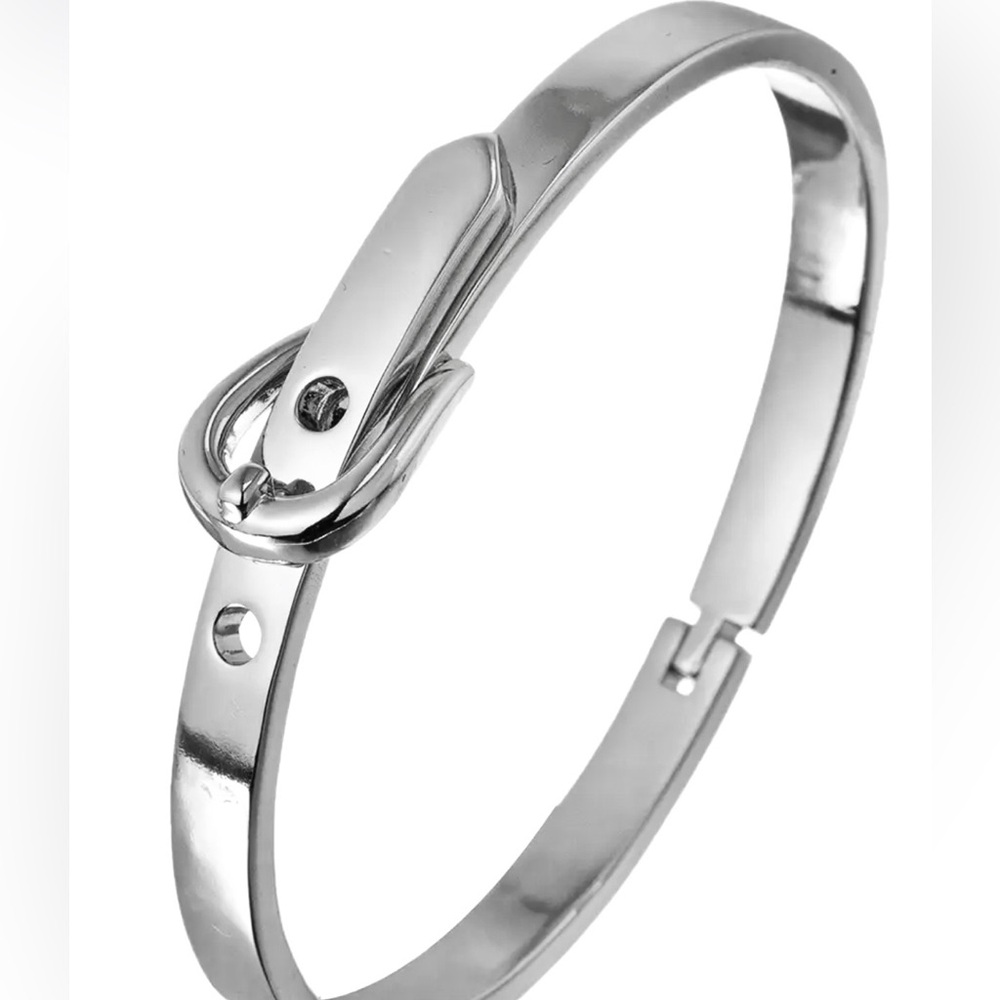 Sold. NEW Eye Candy Los Angeles Teresa Belt Brass/Silver Tone Bangle Bracelet.
